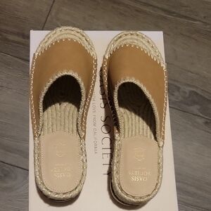 Oasis Society Tan Slip-On Sandals